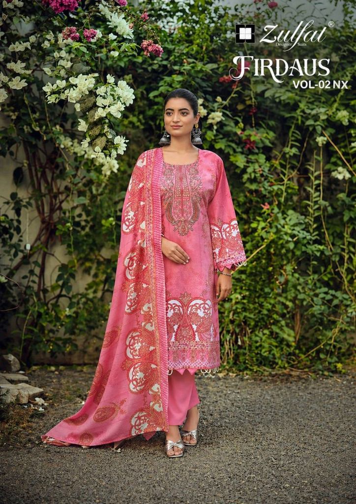Zulfat Firdaus Vol 2 Nx Embroidery Worked Dress Material 