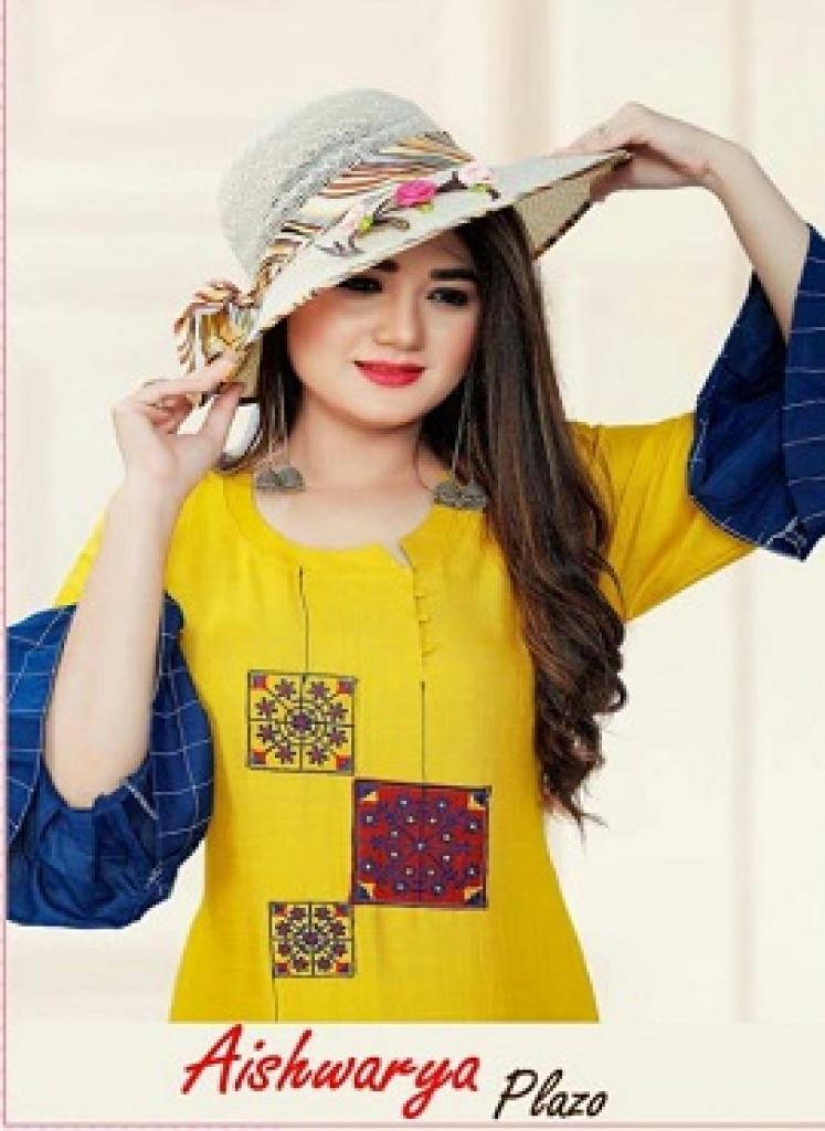 AAGYA AISHWARYA PLAZO HEAVY RAYON FANCY KURTI WITH BOTTOM