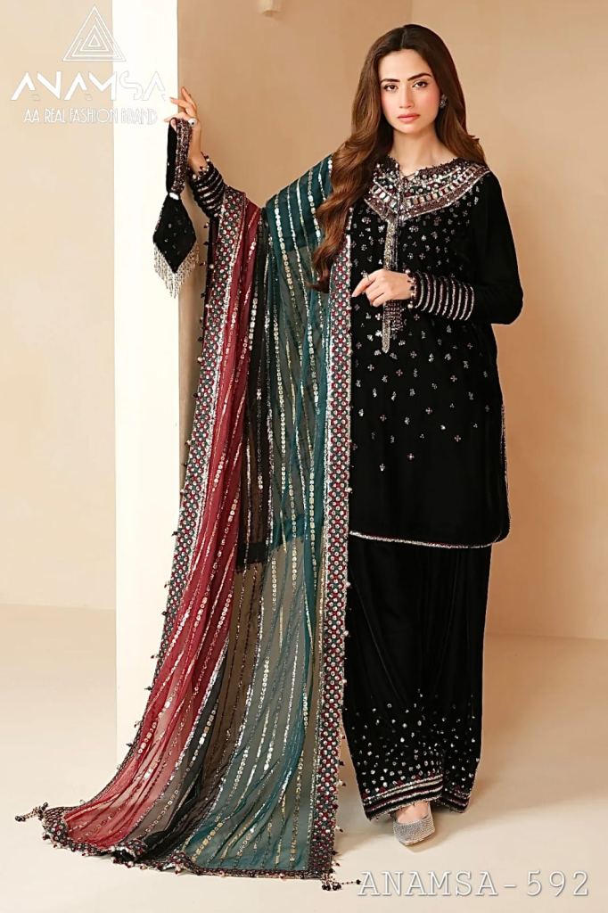 anamsa 592 velvet designer pakistani suits wholesale price