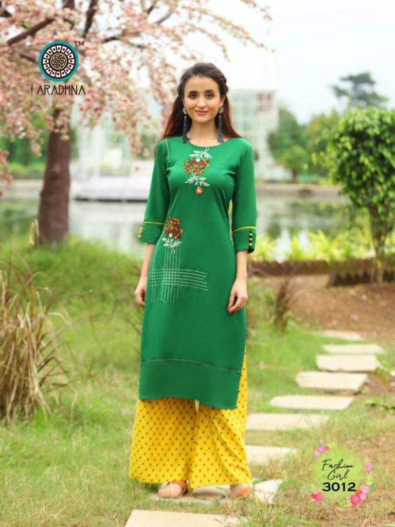 Aradhna Fashion Girl 3 Heavy Rayon Casual Wear Kurti With Bottom 