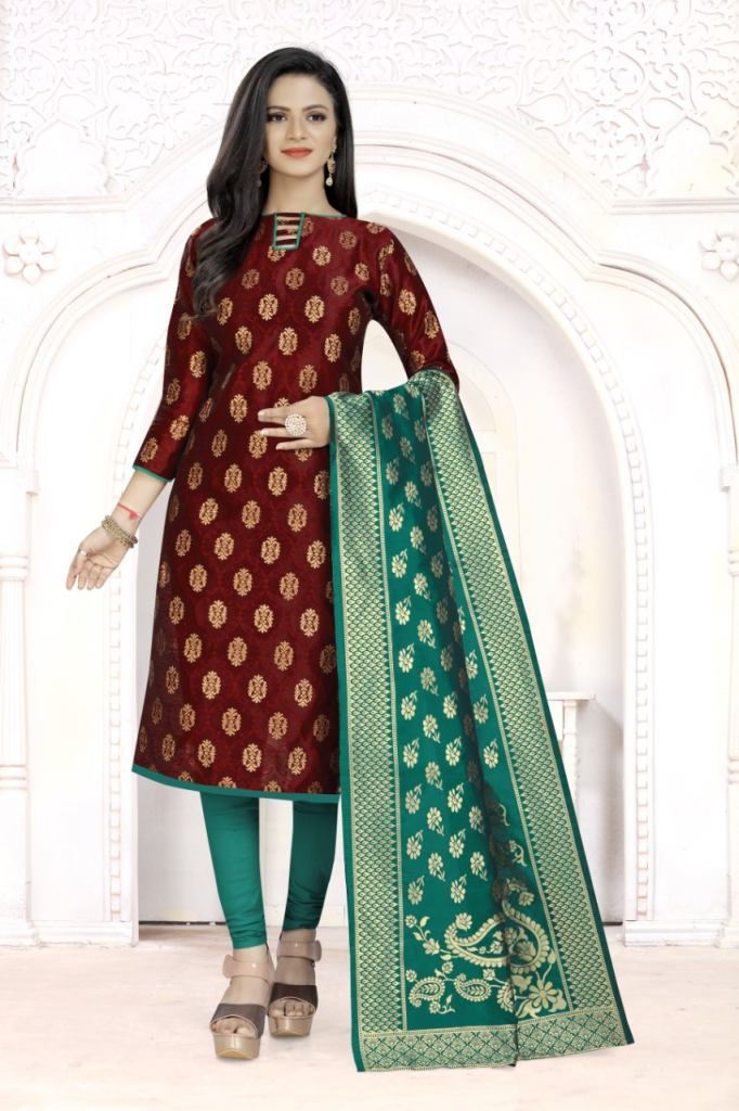 Chiku Designer Banarasi Silk Gown With Dupatta – Gajiwala