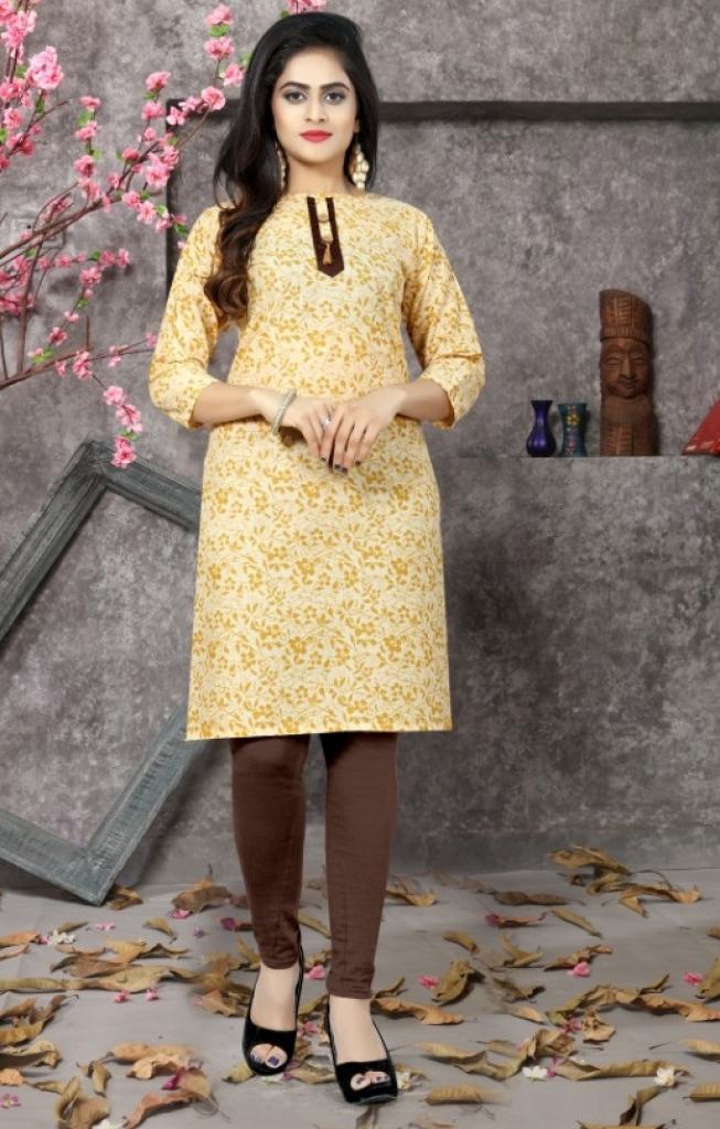 Buy Now Dark yellow Cotton kurtis wholesaletextile.in