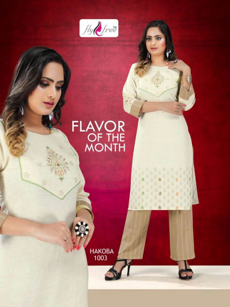 Hacoba Cotton - frock / dress / aline / kurti in Cream shade with Crep –  MyBudgetStore.in
