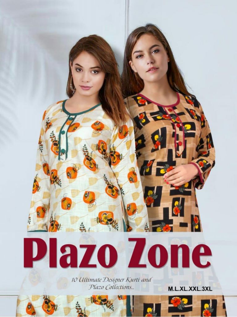 FT PLAZO ZONE 3 HEAVY RAYON PRINTED KURTI WITH PLAZO