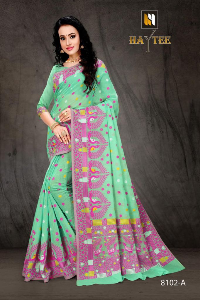 Haytee Bomkai 8102 Cotton Silk Saree Collection