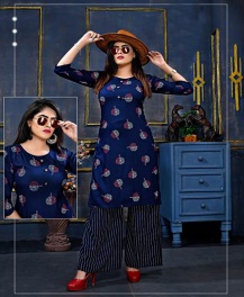 KASHISH 1 HEAVY RAYON PRINTED KURTI WITH PLAZO