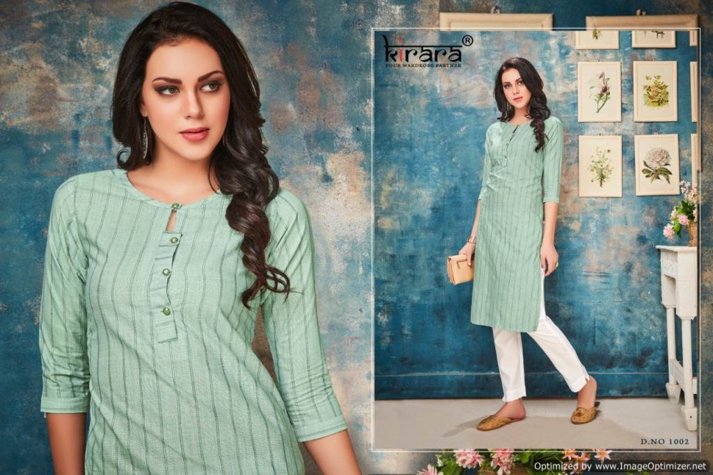 KIRARA CLASSIC HANDLOOM COTTON STRIPE CASUAL WEAR KURTIS
