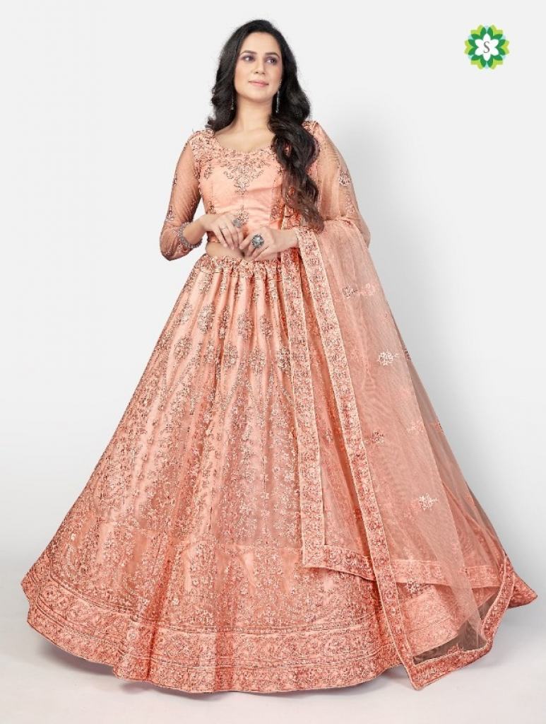 light Peach 1002 lehenga choli with dupatta  Designer collection 