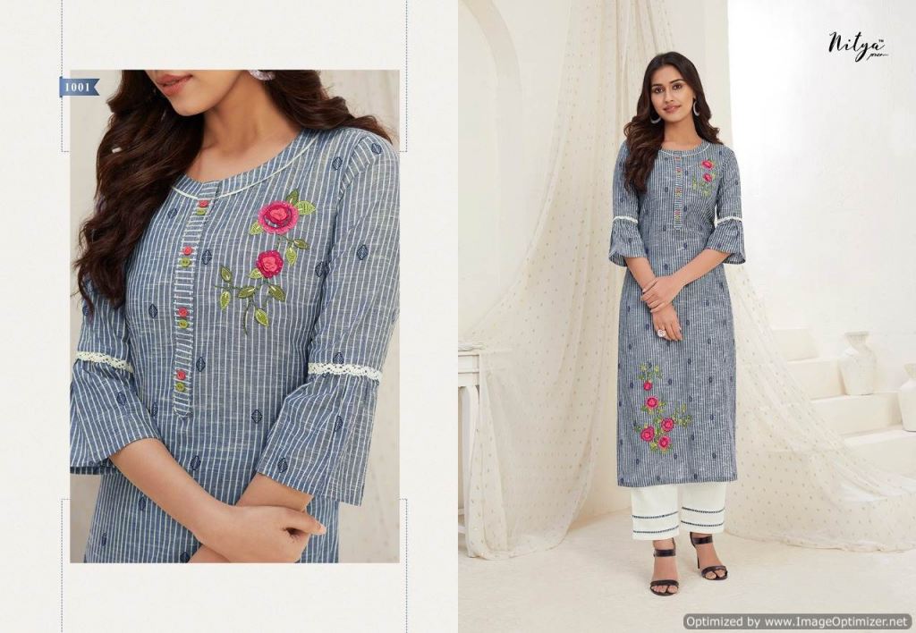 LT FABRIC NITYA GLORIA VISCOSE WITH HANDWORK READYMADE CASUAL WEAR KURTIS  WHOLESALE DEALER SURAT  Bandhani Palace