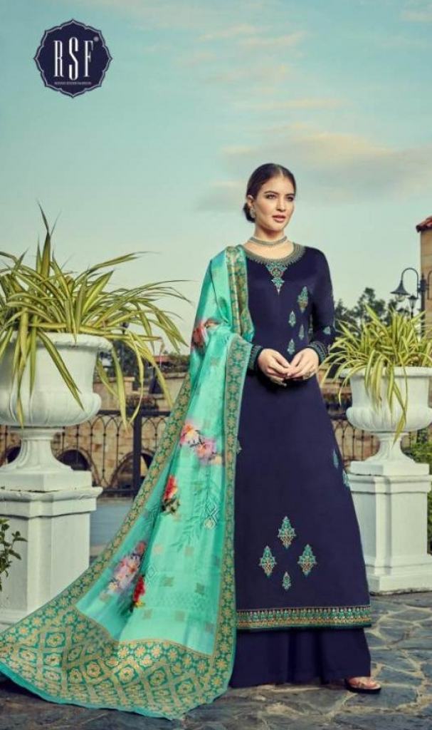 Rsf by Sheesha Pure Satin Georgette Embroidered Salwar Suits
