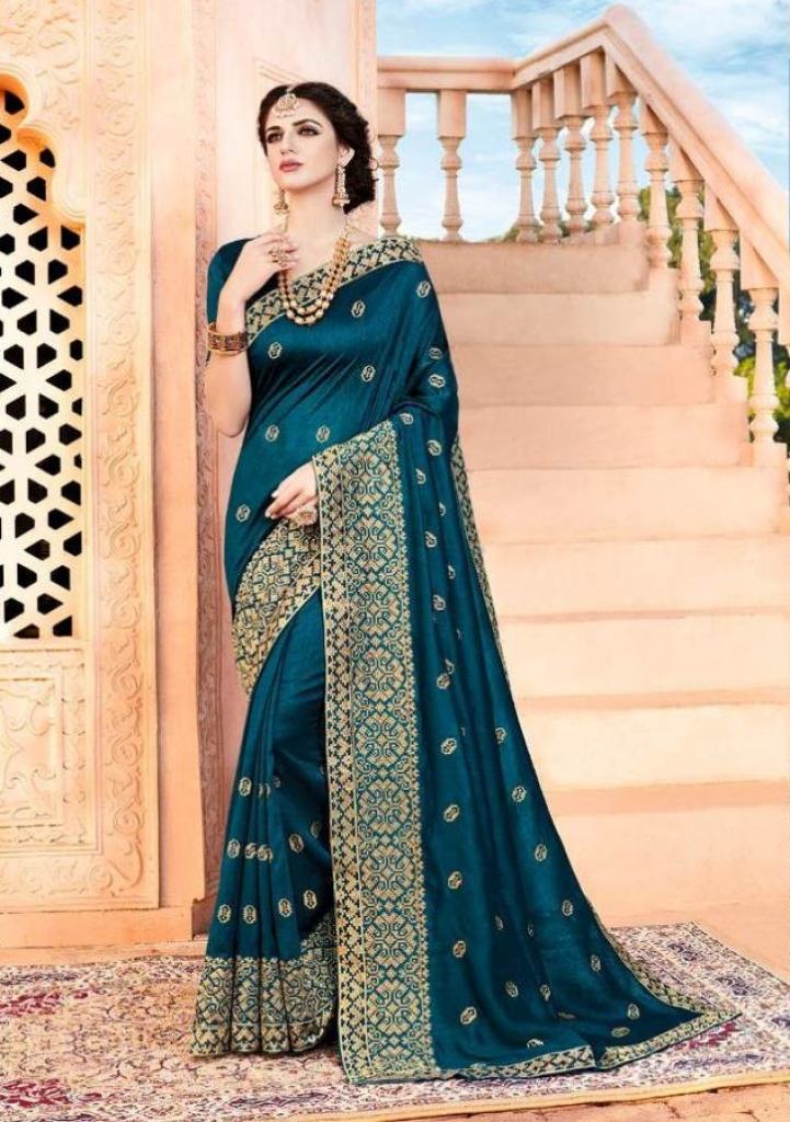 SAROJ MORNI SILK BUTTI WITH HEAVY BORDERED