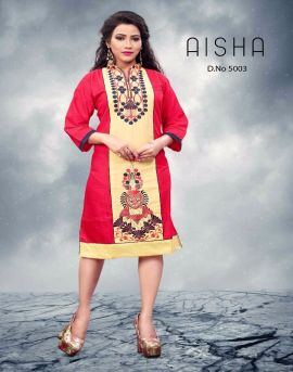 Wholesale Aisha 7 Slub cotton kurtis catalog