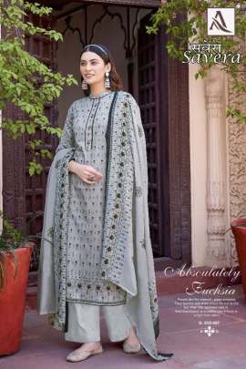 Alok Savera Catalog Designer Wear Pure Jam Cotton Printed Ladies Dress Materials 
