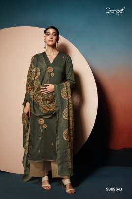 Ganga Inna Cotton Satin Expensive Dress Materials Catalog