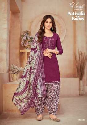 Harshit Patiyala Babes Cotton Fancy Embroidery Salwar  suits  catalog  