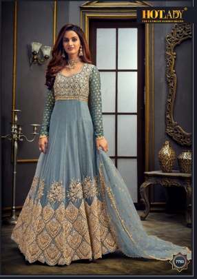Hot Lady Safeena 7751 Series Embroidery Festive Wear Long Suits Collection