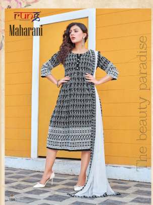 Rung Maharani Catalog Stylish Fancy Wear Chikan Rayon Kurti With Dupatta 