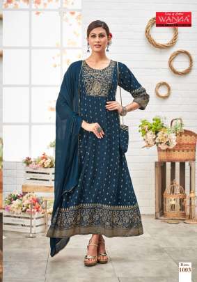 Wanna Paheli Catalog Designer Wear Long Anarkali Kurti With Dupatta