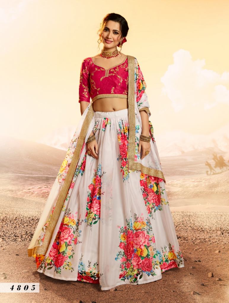 white pink  4805  zari work lehenga choli 